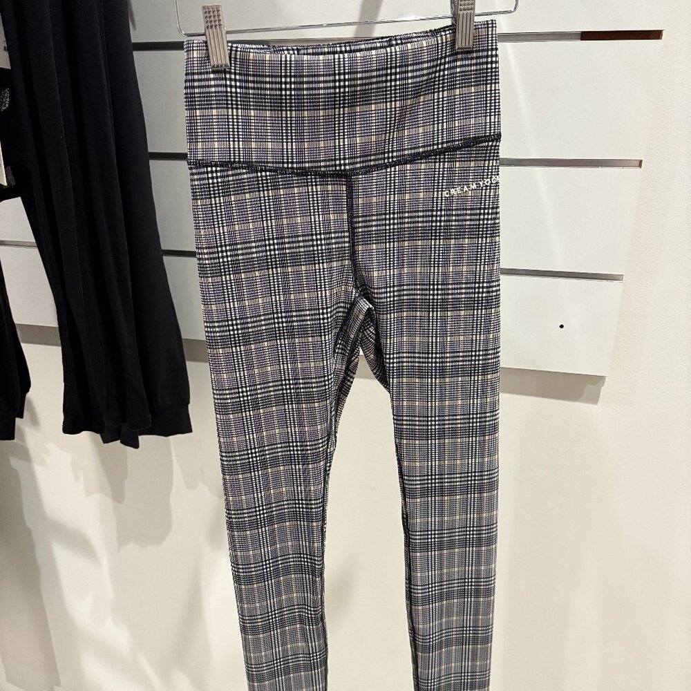 Cream Yoga Nancy Ribbed Legging Plaid
